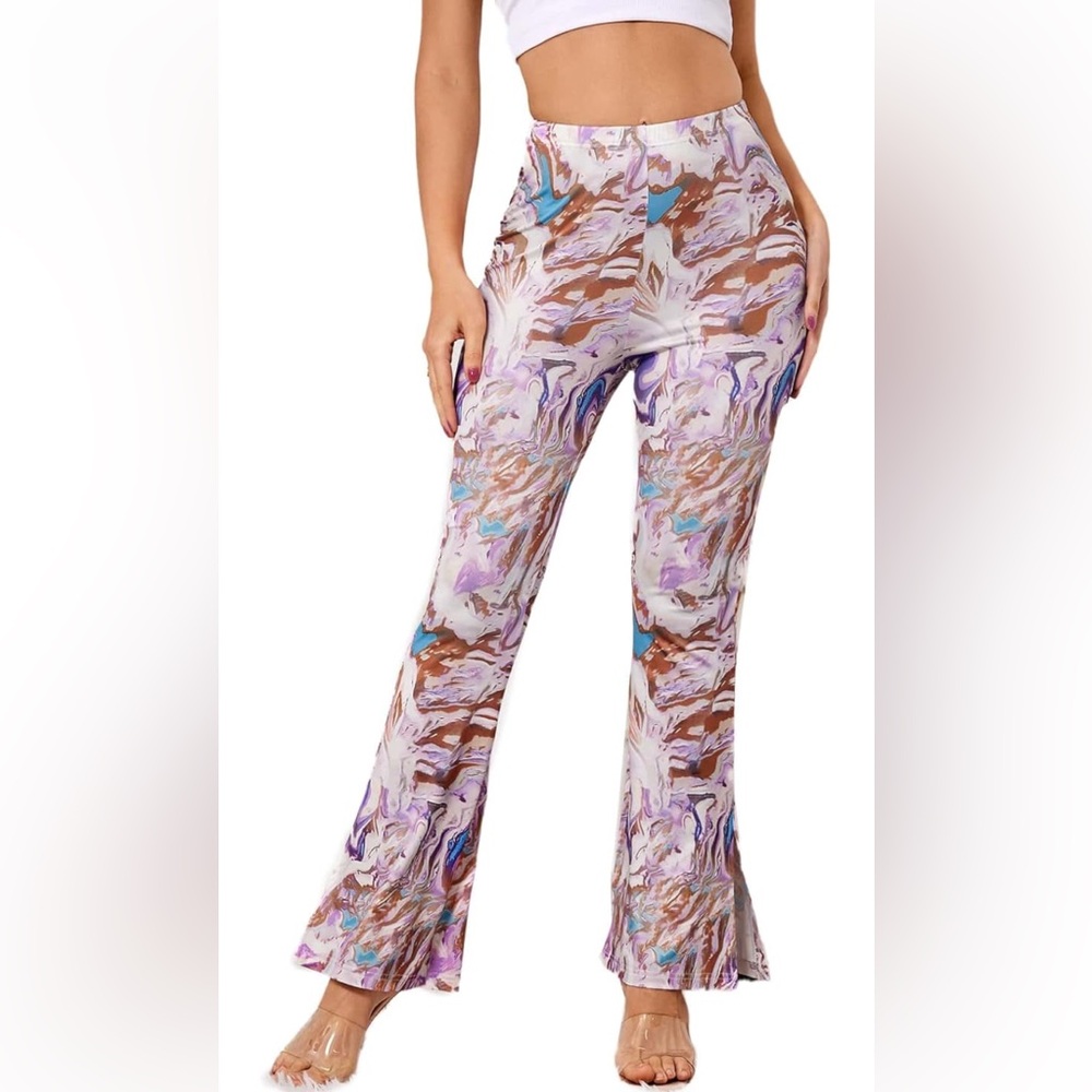 NWT No Label Size L Light Purple Elastic High Waist Pants